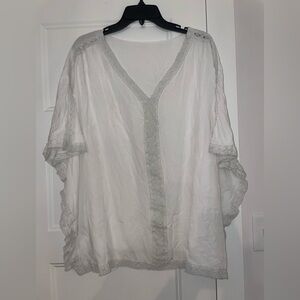Elegant Sheer White Swimsuit Coverup with Lace Trim